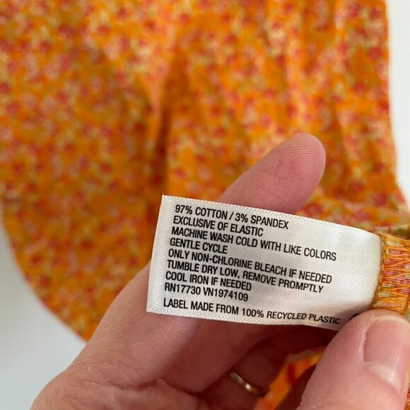 WILD FABLE Sleeveless Woven Bodycon Dress Orange Red Floral Mini Cotton Y2K 90s - Picture 11 of 15